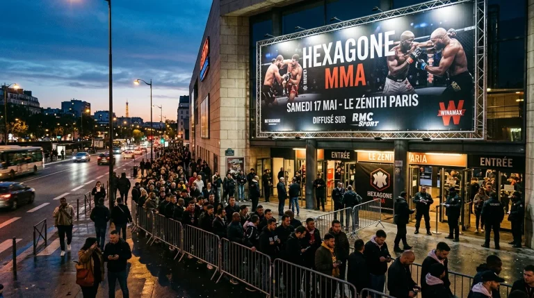 Affiche d'un événement Hexagone MMA dans une salle de spectacle française